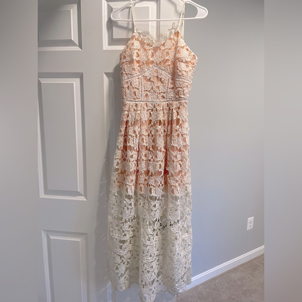 Eleanor white lace midi dress